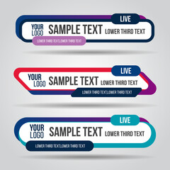 Wall Mural - lower third live red blue and orange design tv template modern contemporary. set of banners bar scre