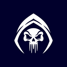 Skull In Hood Logo Design, Vector Illustration