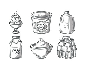 Sticker - milk products sketch