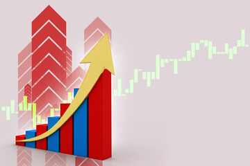 3d rendering Stock market online business concept. business Graph 