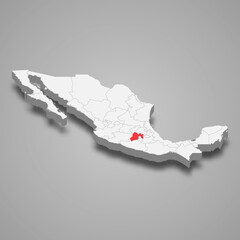 Sticker - Mexico State region location within Mexico 3d map