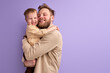 © alfa27 - positive caucasian father and son hugging, shine with happiness
