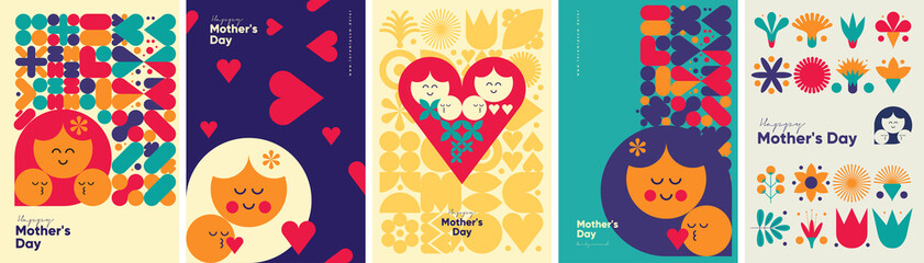 Canvas Print - mother's day. set of vector illustrations. abstract backgrounds, patterns, mother's day cards. cover