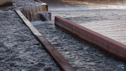 Canvas Print - water flowing through fish ladder at water diversion dam - Watson Lake Dam on the Poudre River in northern Colorado