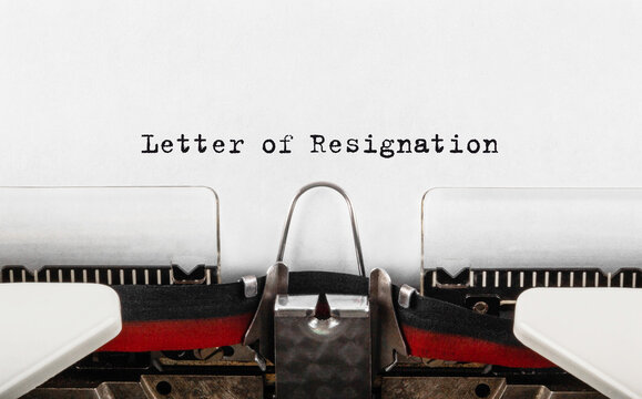 Text Letter of Resignation typed on retro typewriter