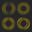 © Karloni - Set of different yellow stripes in circle form. Gray background. Curved lines. Trendy design element for frame, logo, symbol, web, prints, posters, template, pattern and  abstract background