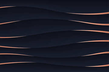 Poster - Vector abstract wave luxury backgrounds with wave geometric graphic elements use dark blue in backdrop and brown gradient in line.
horizontal concept design. Minimalist elegant premium design.