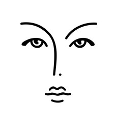 Wall Mural - Beautyfull girl face. Attractive young woman portrait female beauty concept. Continuous one line drawing. Black and white vector illustration