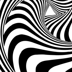 Aufkleber - Opart, optical art geometric illustration with rotation distort, deform effect