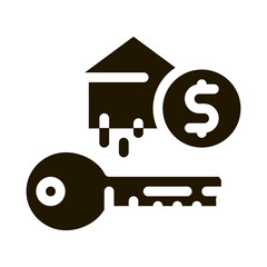 Wall Mural - key from bought house glyph icon vector. key from bought house sign. isolated symbol illustration