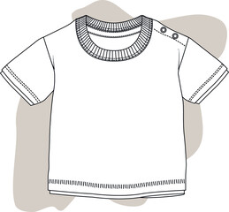 Baby tshirt design. BabyBaby basic t shirt vector flat sketch.  You can use it as a mockup in your designs