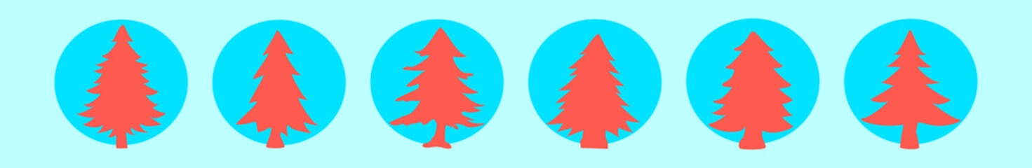 set of cedar tree cartoon icon design template with various models. vector illustration isolated on 