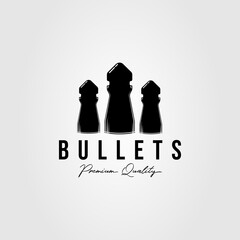 Wall Mural - Silhouette bullets isolated logo template vector illustration design. simple ammo, pellets, ammunition logo concept