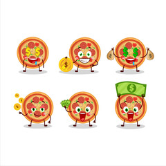 Poster - Beef pizza cartoon character with cute emoticon bring money