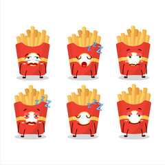 Poster - Cartoon character of french fries with sleepy expression