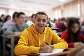 student taking notes while studying in high school