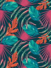 Seamless tropical leaves pattern