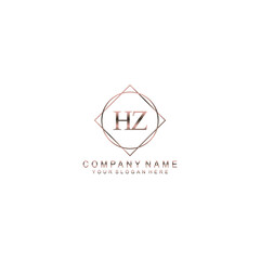 HZ Initials handwritten minimalistic logo template vector