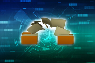 Poster - 3d rendering folder with documents
