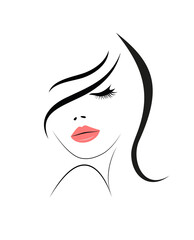 Wall Mural - Logo of the beautiful  woman with long hair