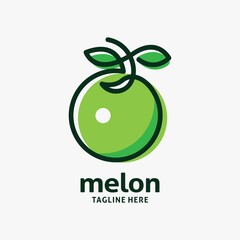 Wall Mural - Melon fruit logo line design