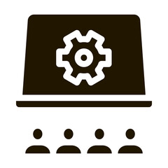 Poster - office working meeting glyph icon vector. office working meeting sign. isolated symbol illustration