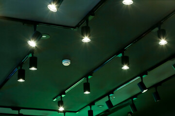 Spotlight, ceiling light in shopping malls, outstanding design. Beautiful shape