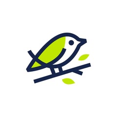 Wall Mural - bird leaf monoline logo vector icon illustration