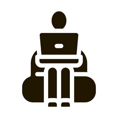 Poster - employee working with laptop glyph icon vector. employee working with laptop sign. isolated symbol illustration