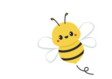 Bee Vector. Bee Cartoon. Character Design. Free Space For Text. Blank. Copy Space.