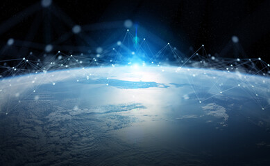 Global datas exchanges and connections system over the globe 3D rendering elements of this image furnished by NASA