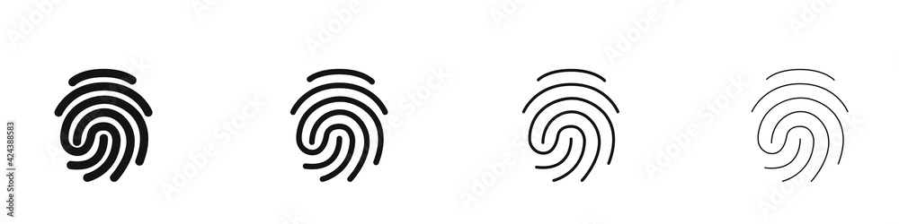 Fingerprint icons set. Identity, authorization or privacy concept. Vector illustration in modern style - obrazy, fototapety, plakaty 