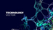 Artificial intelligence tech background. Neural network system technology. Digital neuron AI. Biology science vector background.