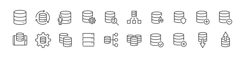 Poster - Editable vector pack of database line icons.