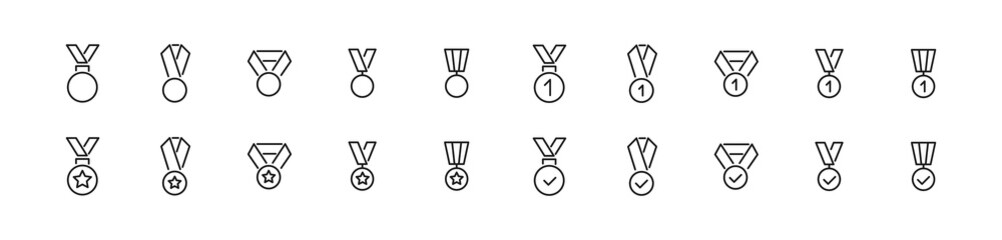 Canvas Print - Editable vector pack of medal line icons