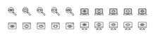 Editable Vector Pack Of Observation Line Icons.