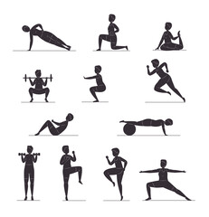 Poster - twelve fitness silhouettes