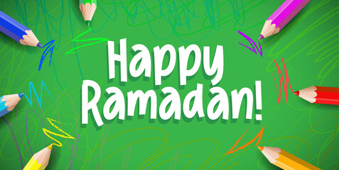 Wall Mural - Poster for muslim religion holiday Ramadan Kareem. Decorate text 