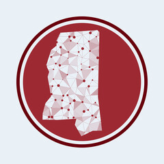 Poster - mississippi icon. trendy tech logo of the us state. geometric mesh round design. technology, interne