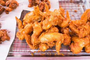 Wall Mural - Fried chicken at street food.Thailand.