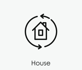 Poster - House vector icon.  Editable stroke. Linear style sign for use on web design and mobile apps, logo. Symbol illustration. Pixel vector graphics - Vector