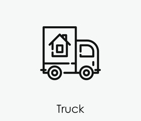 Poster - Truck vector icon.  Editable stroke. Linear style sign for use on web design and mobile apps, logo. Symbol illustration. Pixel vector graphics - Vector