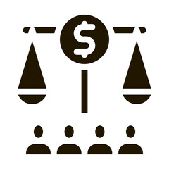 Poster - scales with money nd businesspeople glyph icon vector. scales with money nd businesspeople sign. isolated symbol illustration