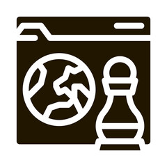 Poster - chess figure and earth on web site glyph icon vector. chess figure and earth on web site sign. isolated symbol illustration