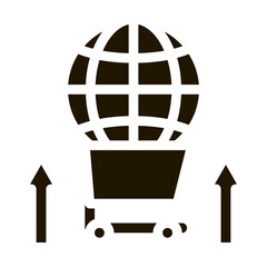 Sticker - international selling partnership sphere in market cart glyph icon vector. international selling partnership sphere in market cart sign. isolated symbol illustration