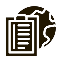 Poster - earth sphere and task paper list on clipboard glyph icon vector. earth sphere and task paper list on clipboard sign. isolated symbol illustration