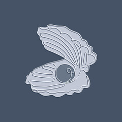 Wall Mural - Open seashell with pearl. Continuous one line drawing of an oyster mollusk. Modern minimalist badge icon or logo with texture effect. Vector abstract illustration