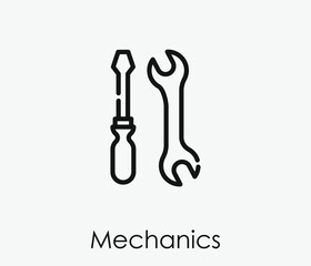 Poster - Mechanics vector icon.  Editable stroke. Linear style sign for use on web design and mobile apps, logo. Symbol illustration. Pixel vector graphics - Vector