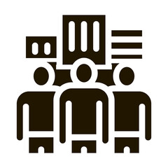 Poster - business team and city buildings glyph icon vector. business team and city buildings sign. isolated symbol illustration