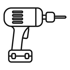 Poster - cordless drill icon, outline style